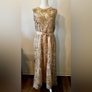 Gold Sequin Betsy & Adam Gown in Gold
